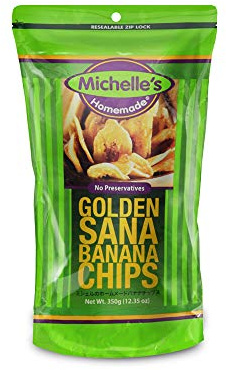 Michelle's Homemade Golden Sana Banana Chips 12.35oz, 2 Pack