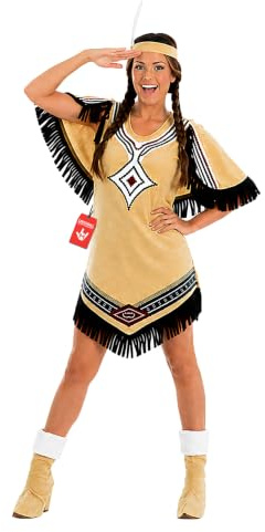Fun Shack Deguisement Indienne Femme, Costume Amerindien Halloween | Robe, Cape, Bandeau & Couvre-Bottes, Style Amérindien, À Enfiler, Parfait pour Halloween, Idéal pour se Déguiser