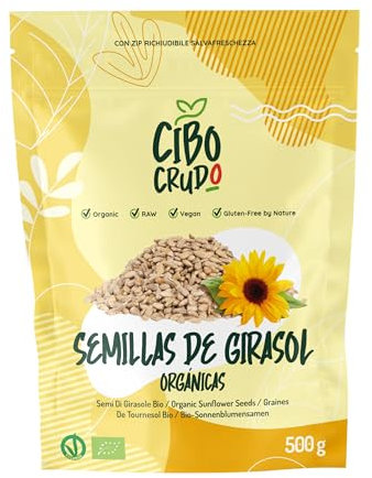 Graines de Tournesol Décortiquées et Bio - 500g. Graine de Tournesol Qualité Alimentaire ou Boulangerie non Grillées et non Salées. Source de vitamine E Sélénium et de Magnésium.