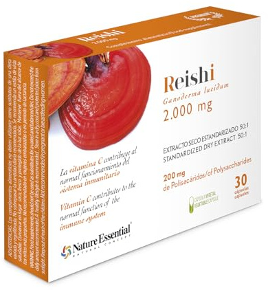 Nature Essential - Reishi - 30 Cápsulas - Envase para 1 Mes - Favorece al Sistema Inmunológico y al Hepático - Contribuye a Reducir Fatiga y Cansancio