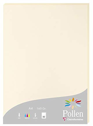 Clairefontaine 14204C Packung mit 50 Blatt Pollen 160g, DIN A4, 21 x 29,7cm, Elfenbein