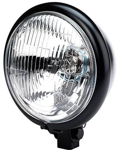 Germany Motorsports Motorrad Haupt Front Scheinwerfer Bullet Bates-Style schwarz E-geprüft universal (5 3/4 Zoll Bates Style geriffelt)