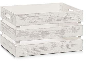 Zeller 15131 Cesto Contenitore, Legno, Bianco, 35x25x20 cm