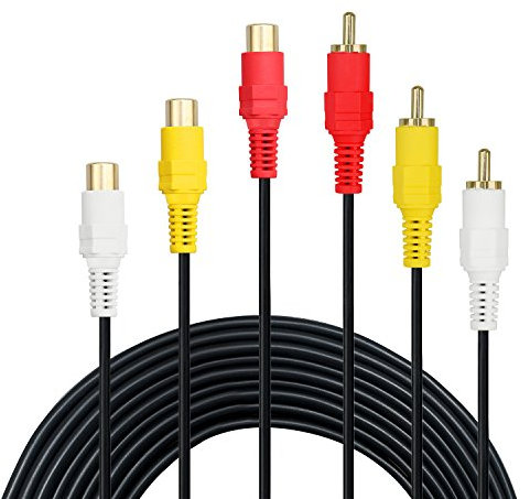 Cavo di prolunga con 3 RCA placcato in oro, resistente, 3 RCA maschio a femmina, cavo di prolunga audio stereo AUX per DVD, CD, AV, TV, altoparlanti, amplificatore, altro (1,8 m)
