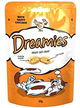 Dreamies Katzen-Leckerli mit Tasty Chicken (60 g) - Packung mit 2