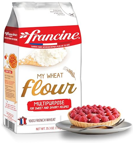 Francine Wheat Flour, T55 French Flour from France with Lower Gluten Content, Makes Great Breads, Pastries and Desserts, 35.3oz/1 kg
