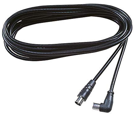 Poly Pool PP0622S PP0622.1S Cavo Coassiale TV-Antenna, Assiale e Spina 90° Ø Maschio Diametro 9,5 mm, 5 Metri, Nero, Plastica