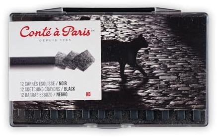 Conté à Paris Sketching Carre Crayons - Black (Pack of 12)