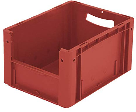 BITO 43-14981 Eurostapelbehälter XL mit stirnseitiger Sicht Entnahmeöffnung, 400 mm x 300 mm x 220 mm, 20 kg Inhaltsbelastung, Rot