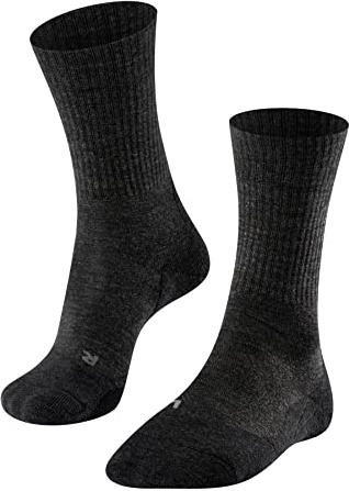 FALKE TK2 Explore Wool M So lana hilo funcional antiampollas gruesos 1 par, Calcetines para senderismo Hombre, Gris Smog 3150, 46-48