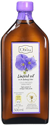 Ol'Vita: Linseed Oil to Dr Budwig Diet, Cold-Pressed, High omega-3 fatty acids - 500 ml