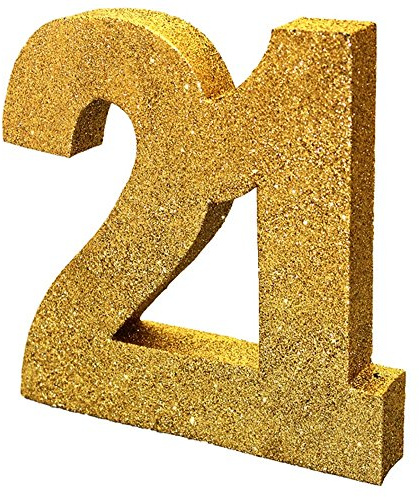 Number 21 Glitter Table Decoration Gold| Table Centrepiece | Table Decorations Centrepiece | 21st Birthday Decorations | Pack of 1 | 20cm |H101