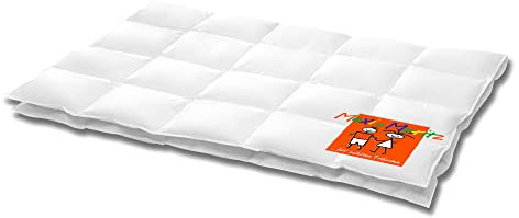 HANSKRUCHEN® Maxi und Moritz Daunen Kinderbettdecke 135x100 cm - Sommer / Übergang - Made in Germany Baby Bettdecke aus 100% Baumwolle - 90% Daunen / 10% Federn - Allergiker geeignet