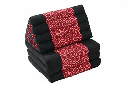 Design Thaikissen Dreieckskissen mit Baumwollbezug und Füllung aus Kapok rot-schwarz