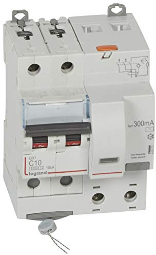 Legrand DX³6000 DX³6000 - Disyuntor diferencial (10 kA, salida alta, 2 P, 230 V a 400 V, 10 A, tipo AC, 300 mA