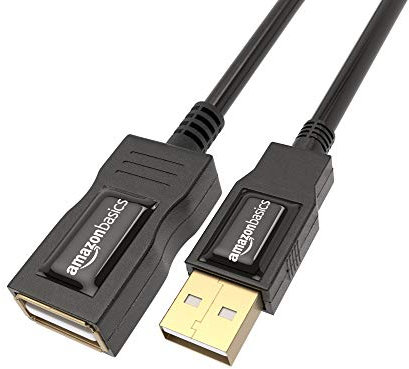 Amazon Basics 7GV4 USB-A 2.0 Stecker auf A-Buchse Verlängerungskabel (1 m), Schwarz