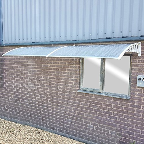 Marko Door Canopy Smoking Area Rain Shelter Outdoor Awning Window Cover Sun Protector (Canopy + Extension (300cm x 100cm), Grey)