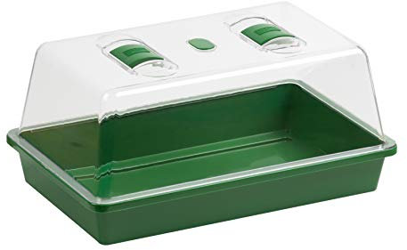 Meister Zimmer-Gewächshaus - 38 x 24 x 18 cm - Zwei Lüftungsklappen zum individuellen Belüften - Mit Vertiefungen & Wasserrinnen / Anzuchthaus für Samen & Setzlinge / Zimmer-Treibhaus / FLOR79045