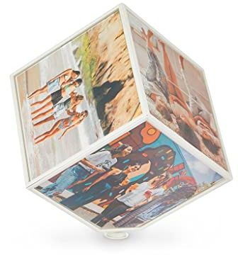 Balvi - Kube marco giratorio para 6 fotos de 10x10cm. Necesita una pila AA (no incluída)
