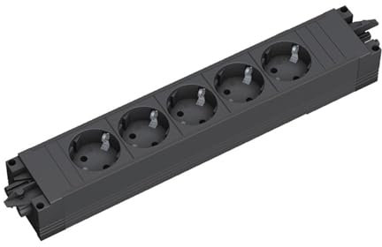 BACHMANN Steckdosenleiste Step Base 5-Fach GST18 Schwarz 906.18821 (modulares Stecksystem mit vielseitiger Anwendung)