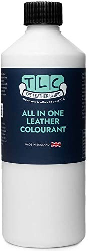 The Leather Clinic All in One Leather Colourant | Self Seal Leather Dye Repair Paint | Recolour Furniture, Sofas, Car Seats (White, 500ml)