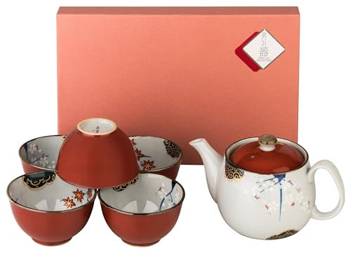 Japanisches Teeservice SHUMAKI Geschenkset hergestellt in Japan Teekanne 450 ml, Teeschalen Ø 9 cm