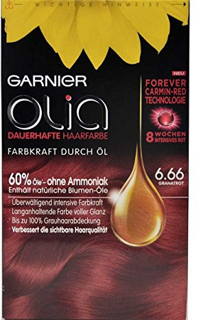 Garnier Olia - Tinte para el cabello granate rojo 6,60, contiene 60% de aceites de flores, sin amoniaco