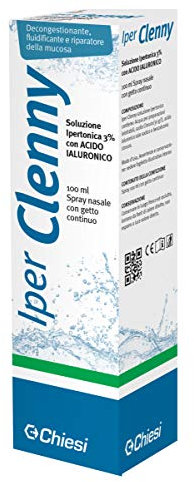 Iper Clenny Spray Nasale - Soluzione Salina Ipertonica - Per Adulti e Bambini - Azione Decongestionante e Fluidificante - Raffreddore, Rinite, Rinosinusite - 1 Spray da 100ml