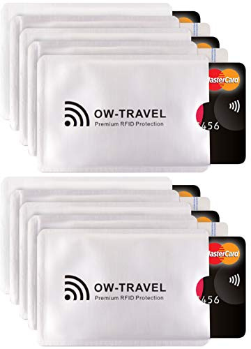 OW-Travel Bloqueo RFID Tarjeta de credito y RFID Pasaporte.Fundas para Tarjetas Credito Credit Card Protector Protector Tarjetas Credito Anti Fraude Protección(Funda Tarjeta Credito Anti NFC 10)