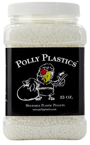 Professional-Grade Moldable Plastic Pellets by Polly Plastics - Cosplay & Hobbyist Supplies for Crafting, Repairs, and More - EZ Grip Jar with Idea Booklet (35 oz)
