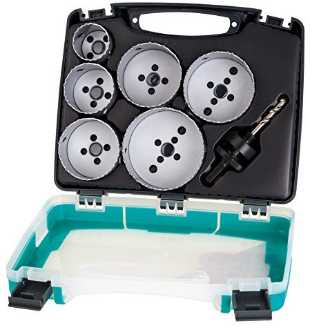 wolfcraft Sierra de corona BiM, juego para reformas, 4 piezas I 5980000 I Para madera, plásticos, metales y materiales de obra en seco, Ø 35, 43, 68 mm, profundidad de corte de 40 mm