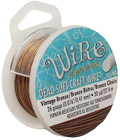 Beadsmith Craft Wire 0.4mm (26ga) Non-Tarnish - Vintage Bronze - 27m (30yd)