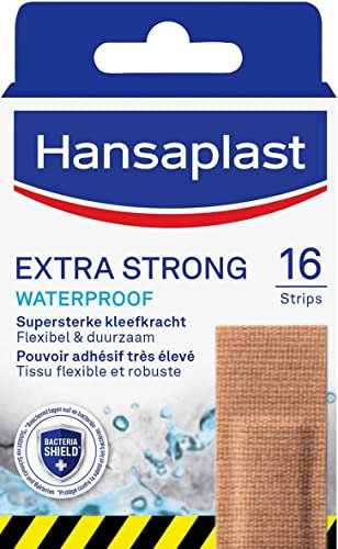 Hansaplast Extra Résistants 16 Pansements, pansements résistants à l’eau et aux saletés, pansements prédécoupés ultra flexibles et respirants