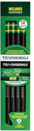 Ticonderoga Tri-Conderoga Wood-Cased Pencils with Sharpener, #2HB Soft