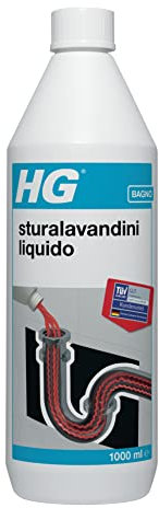 HG Disgorgante Lavandini, Rimuove Efficacemente le Ostruzioni dai Tubi di Scarico, Lavelli e Sifoni della Doccia, 1 L (139100108)