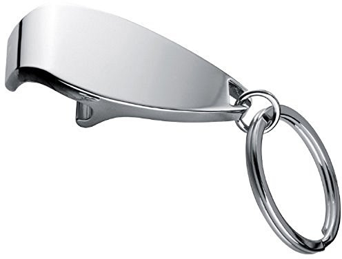 p&m Metall-Schlüsselanhänger mit Flaschenöffner - Kapselheber CHROMGLÄNZEND