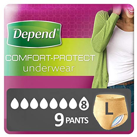 Depend Comfort Protect Incontinence Pants for Women, Large - 9 Pants