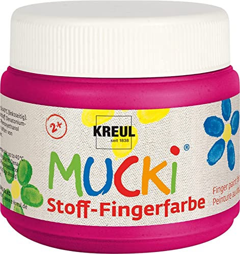 KREUL 28109 - Mucki leuchtkräftige Stoff - Fingerfarbe, 150 ml in pink, auf Wasserbasis, parabenfrei, glutenfrei, laktosefrei und vegan, optimal für die Anwendung mit Fingern und Händen