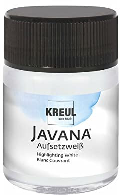 Kreul 814550 - Javana Aufsetzweiß im 50 ml Glas, cremige Seidenmalfarbe für weiße Aufmalungen, die nicht fließt