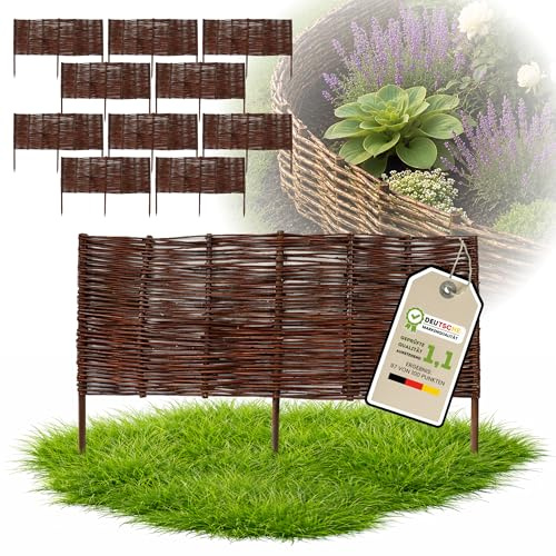 Floranica 10 pezzi Recinzione in vimini 40 cm x 100 cm – Staccionata da giardino intrecciata Palizzata Recinzione naturale Bordo aiuola
