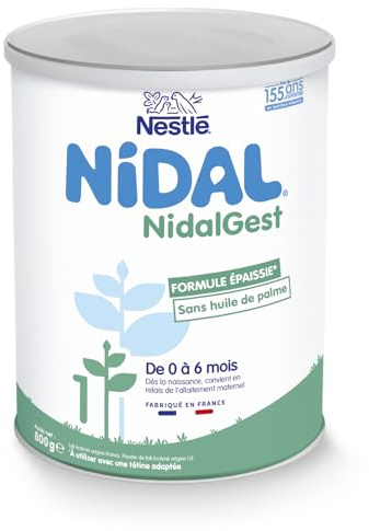 Nestlé Nidal 1 - Lait pour nourrissons Poudre 1er Âge - Lot de 6 x 800g | Lait pour nourrisson 1er Âge pour Alimentation de 0 à 6 Mois – dès la naissance ou en relais de l'Allaitement Maternel