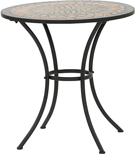 Siena Garden Tisch Prato, Ø70x71cm, Gestell: Stahl, pulverbeschichtet in schwarz matt, Fläche: Mosaik,Tischplatte: Keramik