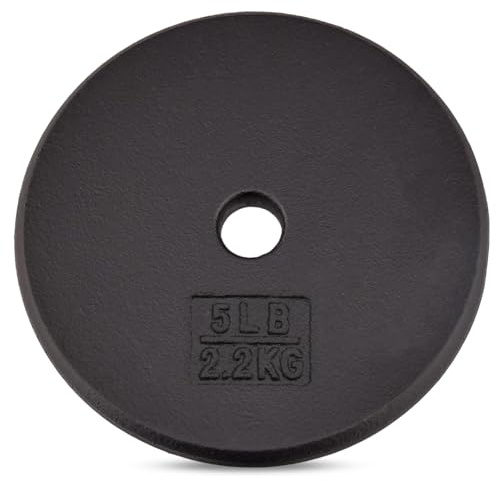 Yes4All AAAR 2.5cm 1 inch (1) Cast Iron Weight Plates 2.2kg, Single Weight Plate for Dumbbells Standard Weight Disc Plates