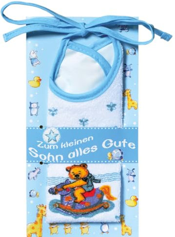 Glückwunschkarte zur Geburt mit Lätzchen (Bindelätzchen) Zum kleinen Sohn alles Gute 31-1713