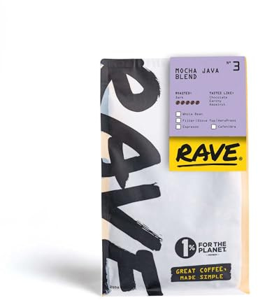 Rave Coffee - No 3 Mocha Java Blend - Cafetiere Grind Freshly Roasted Ground Coffee 250g