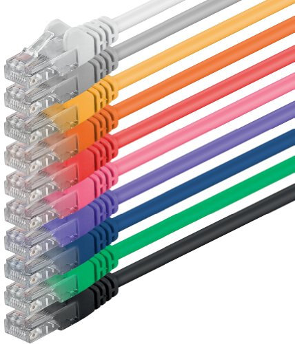 1aTTack.de Netzwerkkabel Cat 6 10-Farben - 1m - (Set) - CAT6 Ethernet Kabel Lankabel 1000 Mbits Patchkabel