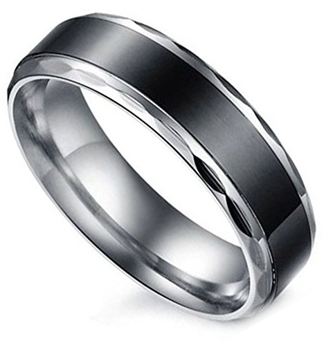 Flongo Partnerringe Damenring Herrenring Ring Edelstahl Band Ring Silber Schwarz Valentine Paar Ringe Verlobung Engagement Verlobungsringe Hochzeit