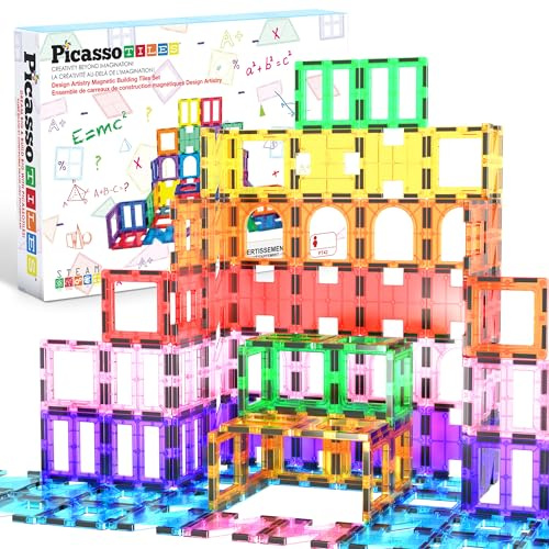 PicassoTiles 42 pièces Ensemble de Blocs de Construction magnétiques Planches de Jeu tuiles magnétiques Construction Jouet Kit éducatif tuiles aimants ingénierie STEM Learning Playset, 3 et Plus