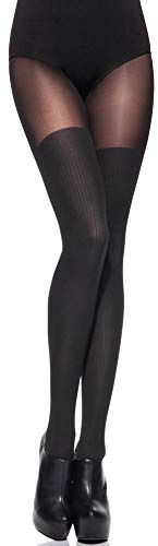 Merry Style Collant fantaisie femme 40 deniers Lycra à rayures illusion cuissardes Collant à Motif Lingerie Sexy Sous-vêtements Femme MS 387
