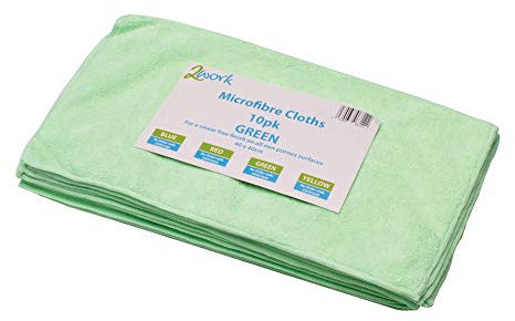 2Work Microfibre Cloth 400x400mm Green (Pack of 10) CNT01624